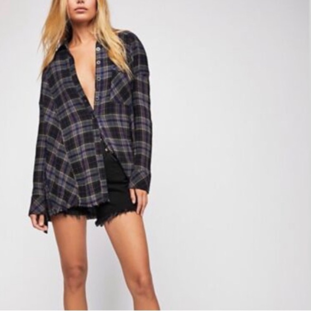 Free People Women Multicolored Long Sleeve Button-Down Shirt XS